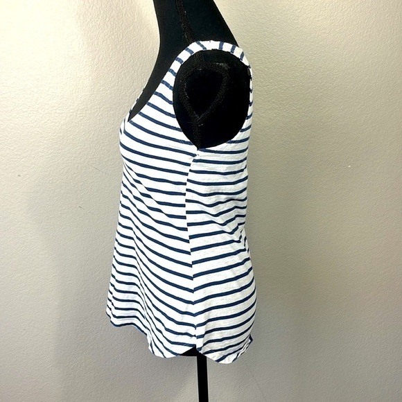 Eileen Fisher Scoop Neck Stripe Tank Sleeveless Tee Shirt Blue/White Nautical L - Picture 5 of 9